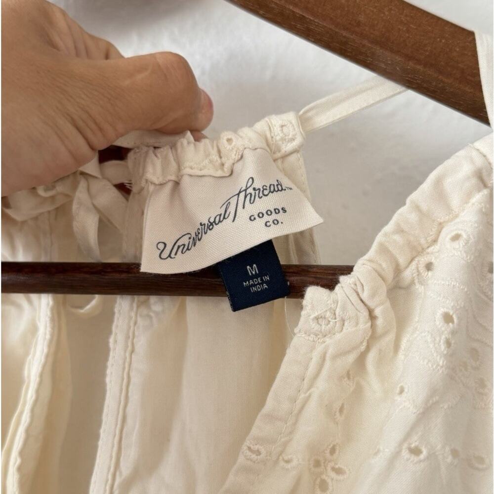 NWT Universal Thread Ivory Eyelet M Halter Maxi Dress Cottagecore Boho Sundress - Picture 5 of 10
